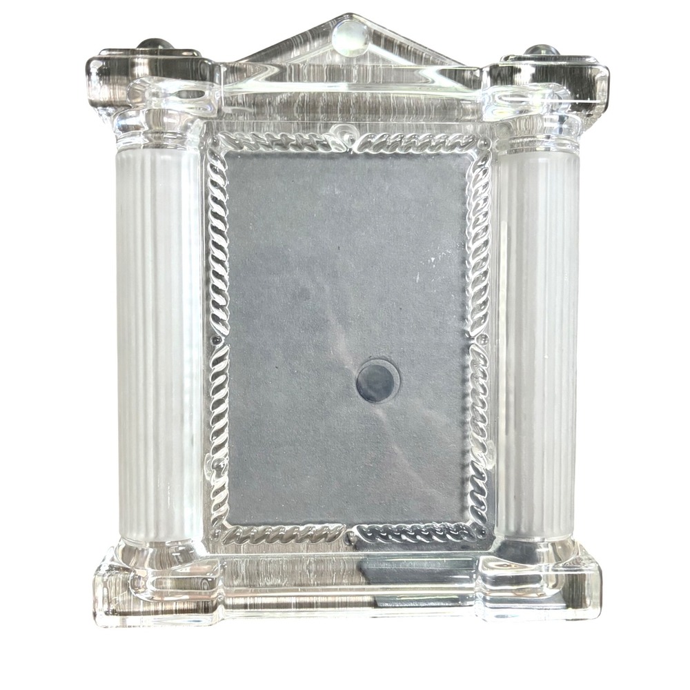 Vintage Neoclassical Glass Picture Frame Greek Column Pediment Clear 4x6 Photo